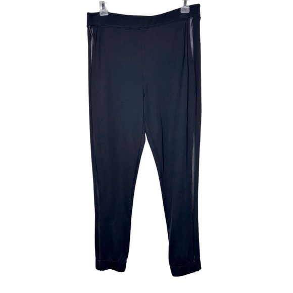 SPANX Black Track Legging Joggers with Faux Leather Side Stripes | Size: Large - Picture 3 of 13